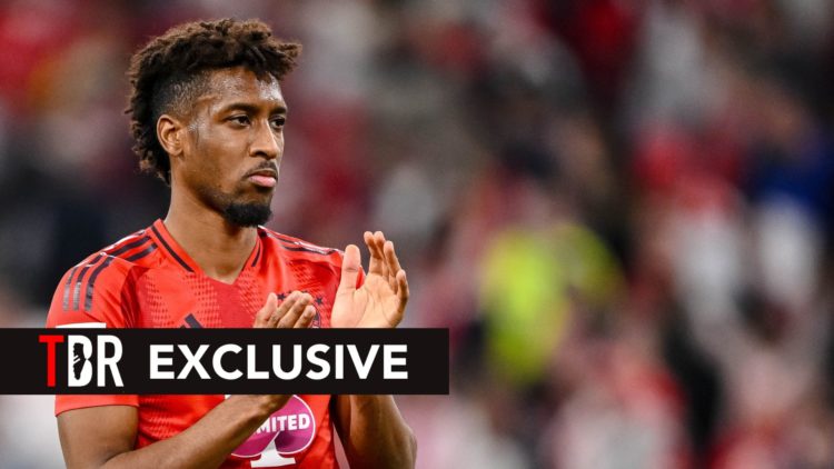 Kingsley Coman of Bayern Muenchen gestures during the Bundesliga match between FC Bayern München and Borussia Dortmund.
