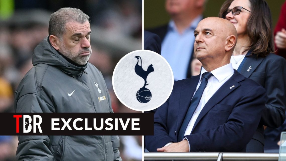 Split image of Ange Postecoglou, who looks dejected, and Daniel Levy, who is looking on during a match.