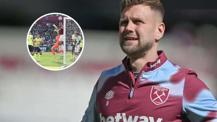 Niclas Fullkrug with inset of West Ham v Southampton match
