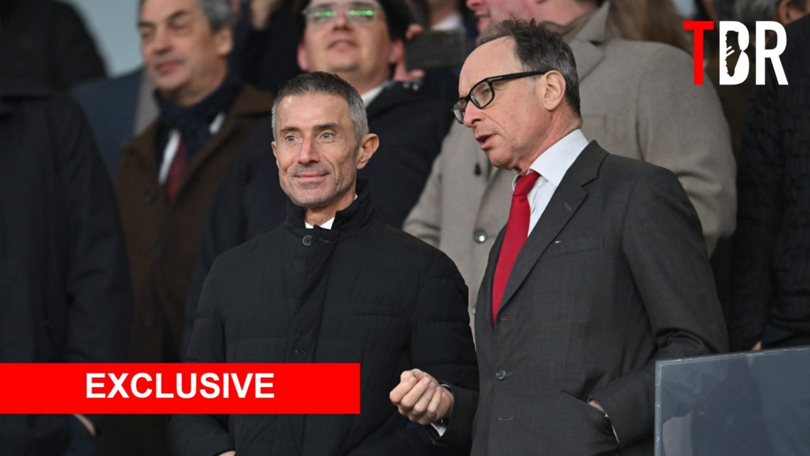 Andrea Berta looks on during Arsenal match.
