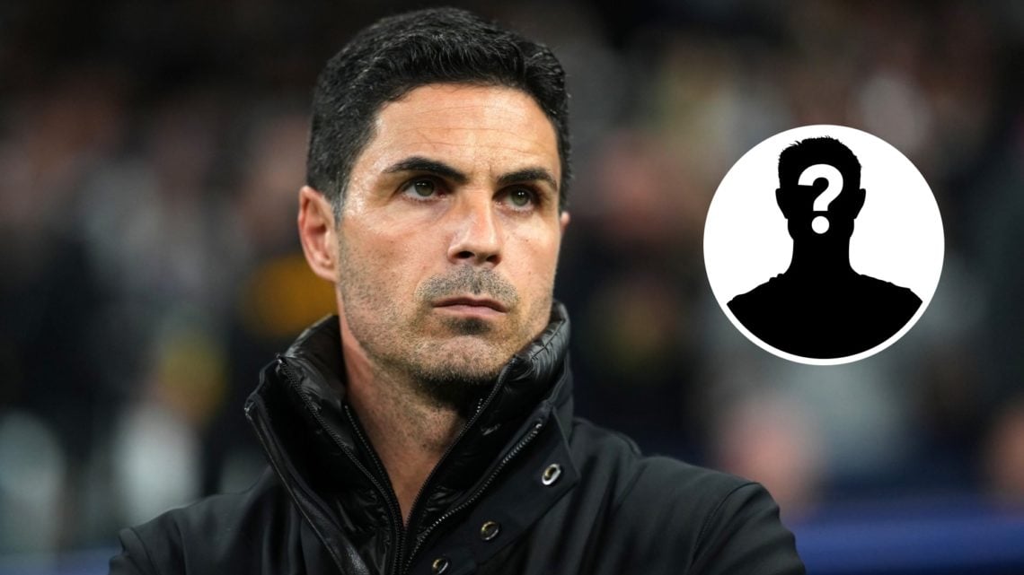 Mikel Arteta looks on during Arsenal match. Inset, question mark silhouette.