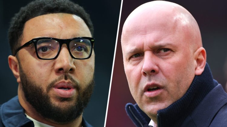 A split image of Troy Deeney and Arne Slot