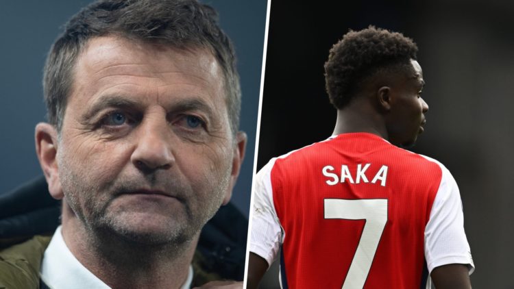 A split image of Tim Sherwood and Bukayo Saka