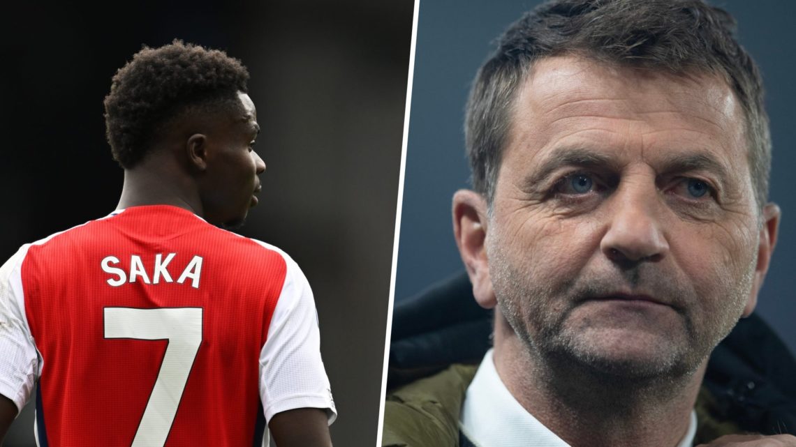 A split image of Tim Sherwood and Bukayo Saka