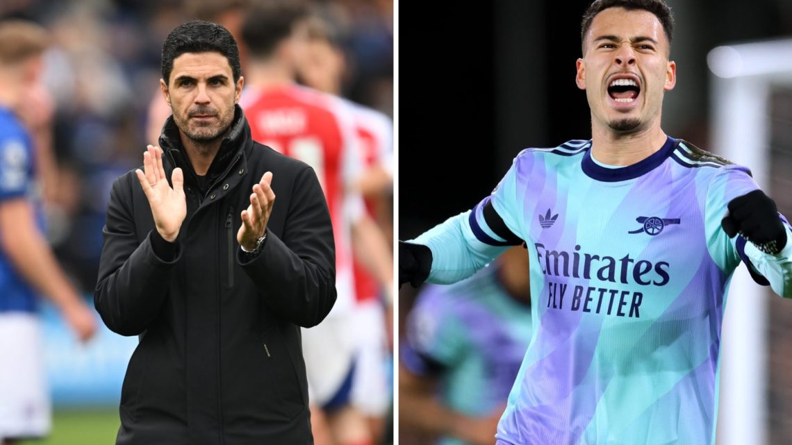 Split image of Mikel Arteta and Gabriel Martinelli