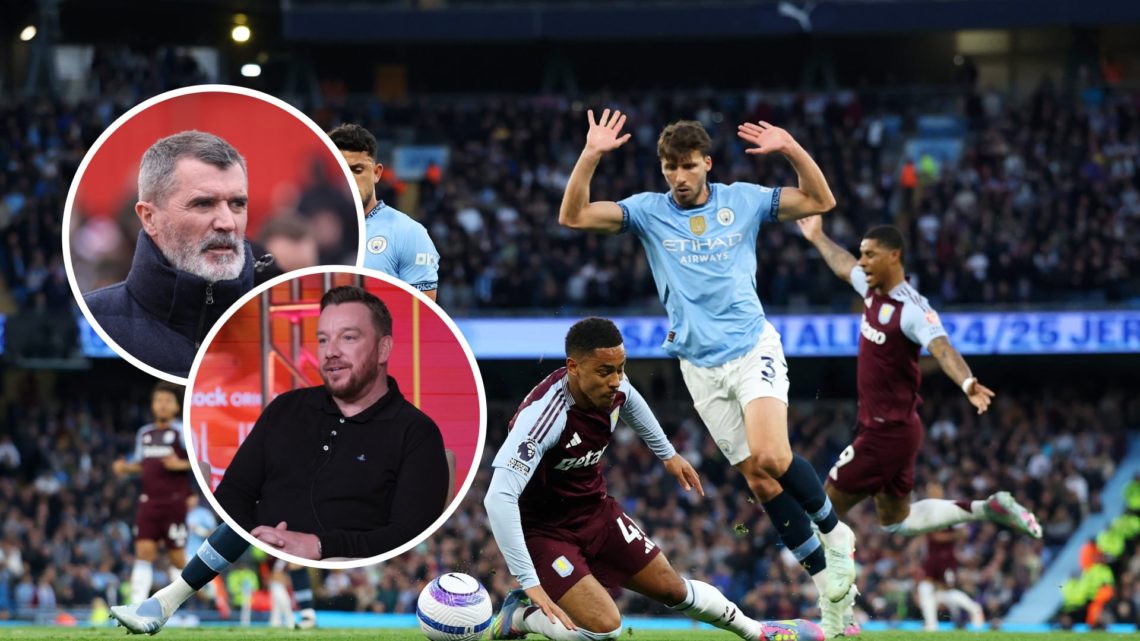 Manchester City v Aston Villa penalty incident with insets of Roy Keane and Jamie O'Hara
