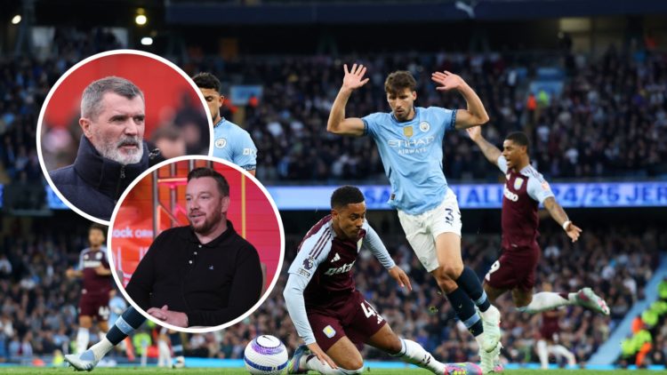 Manchester City v Aston Villa penalty incident with insets of Roy Keane and Jamie O'Hara