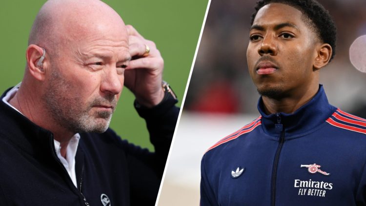 Alan Shearer looks on split with Myles Lewis-Skelly playing for Arsenal.
