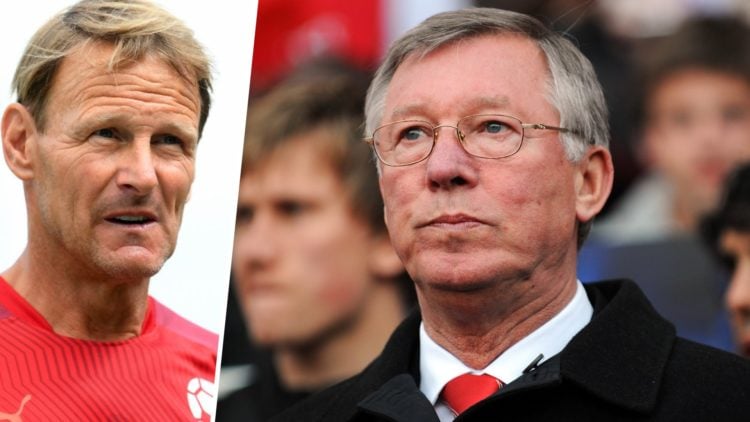 A split image of Teddy Sheringham and Sir Alex Ferguson