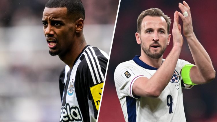 A split image of Alexander Isak and Harry Kane