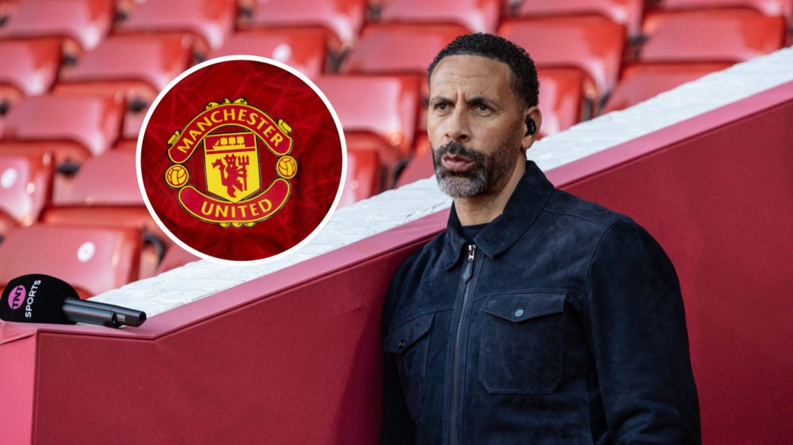 Rio Ferdinand with inset of Manchester United badge