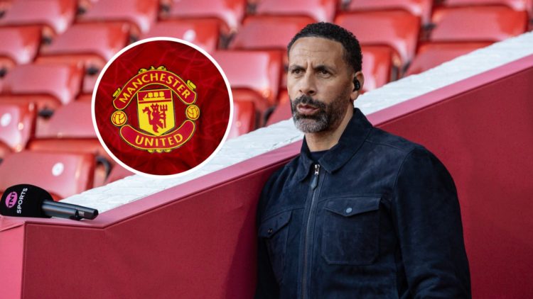 Rio Ferdinand with inset of Manchester United badge