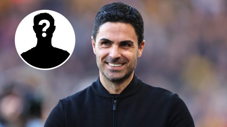 An image of Mikel Arteta with a mystery player