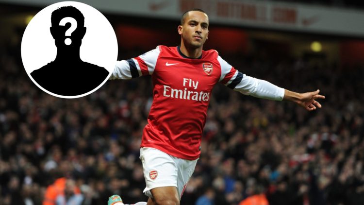 Theo Walcott with an inset of a mystery player
