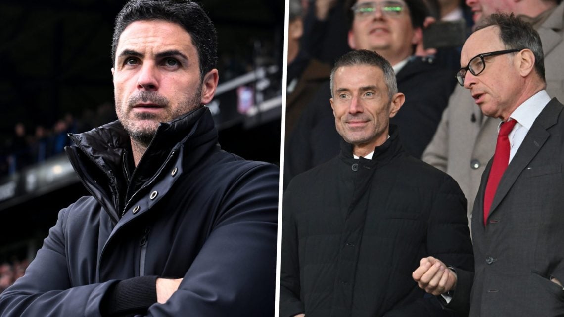 Split image of Arsenal manager Mikel Arteta and sporting director Andrea Berta
