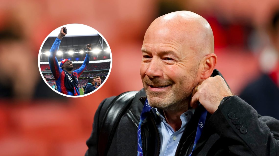 Alan Shearer with inset of Jean-Philippe Mateta