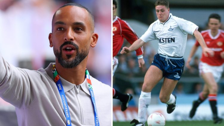 A split image of Theo Walcott and Paul Gascoigne