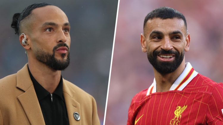 A split image of Theo Walcott and Mohamed Salah