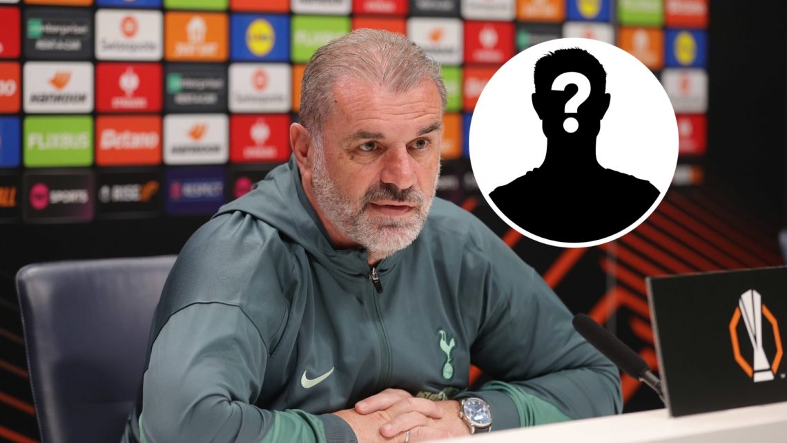 Tottenham Hotspur manager Ange Postecoglou with inset of mystery silhouette