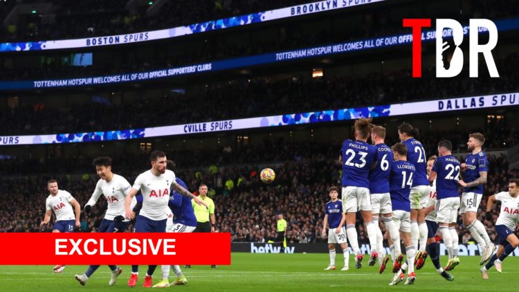 Tottenham game against Leeds with TBR logo and Exclusive banner