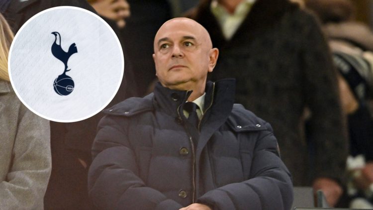 Daniel Levy with an inset of the Tottenham Hotspur badge