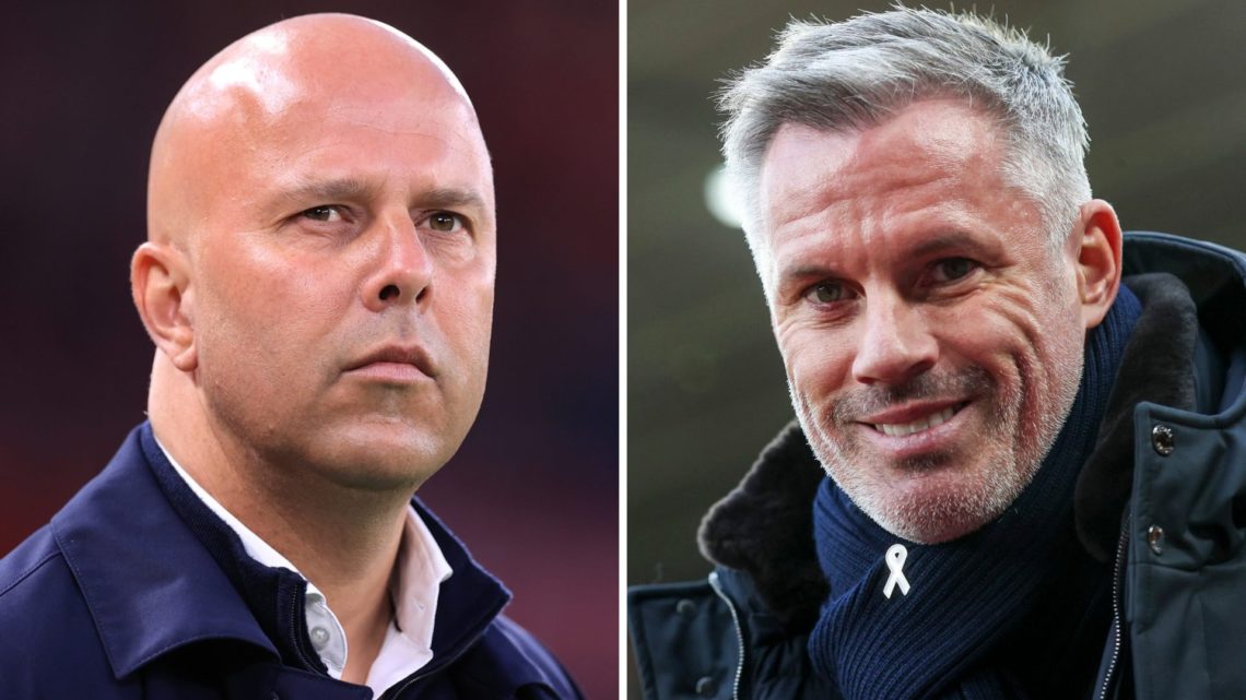 Split image of Arne Slot and Jamie Carragher