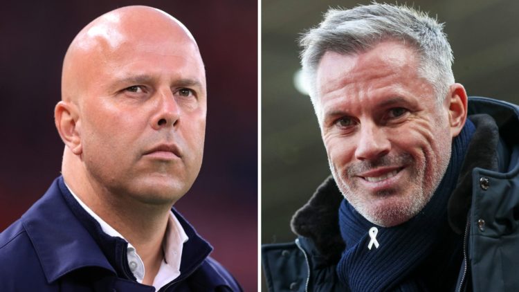Split image of Arne Slot and Jamie Carragher
