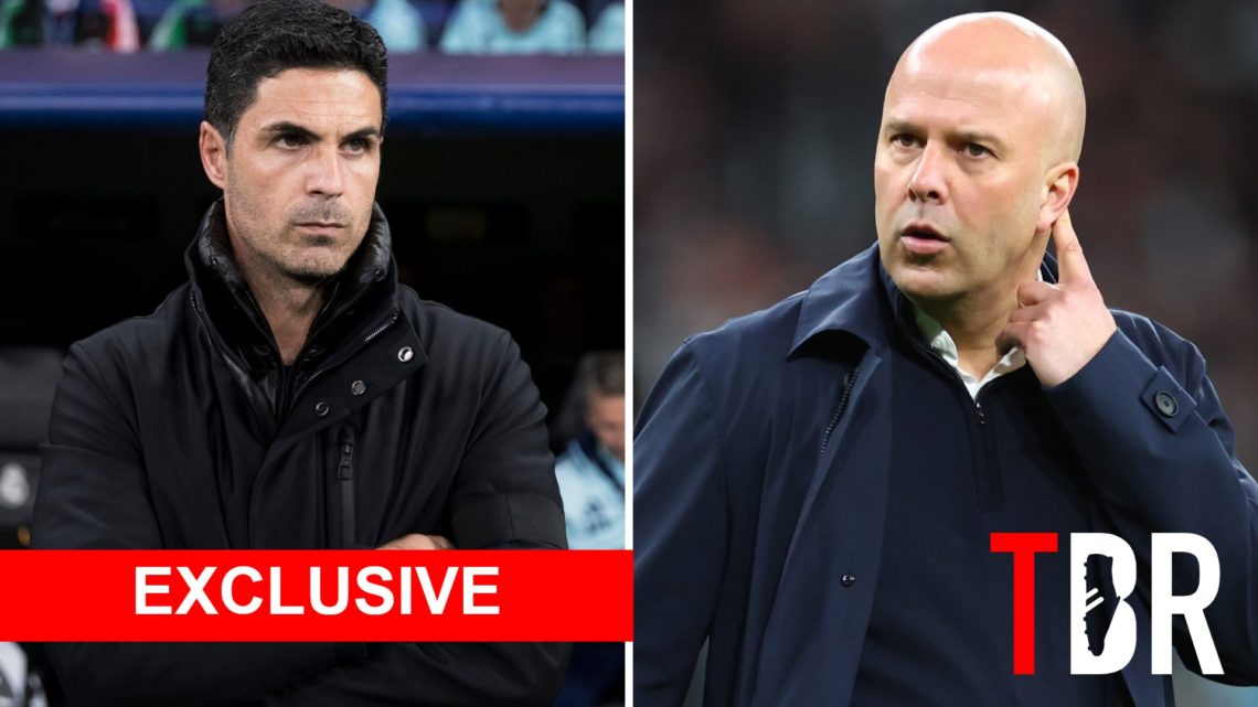 Mikel Arteta at Arsenal split with Liverpool manager Arne Slot