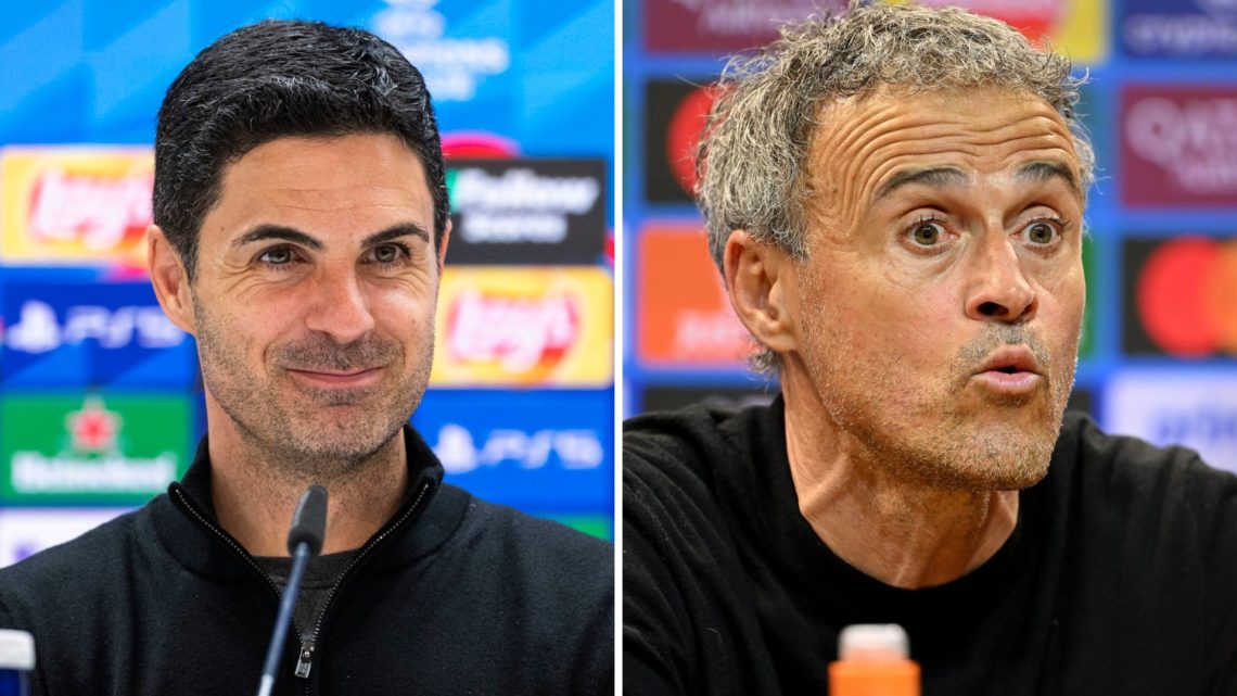 Split image of Mikel Arteta and Luis Enrique