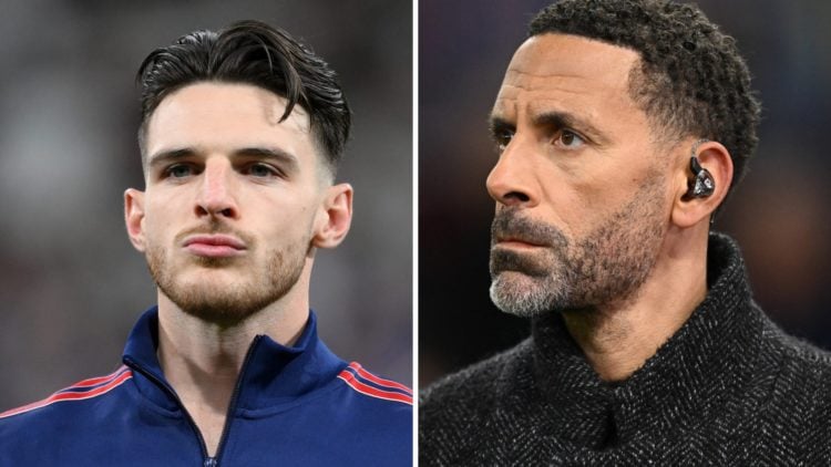 Split image of Declan Rice and Rio Ferdinand