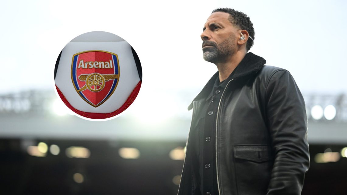 Rio Ferdinand with inset of Arsenal club badge