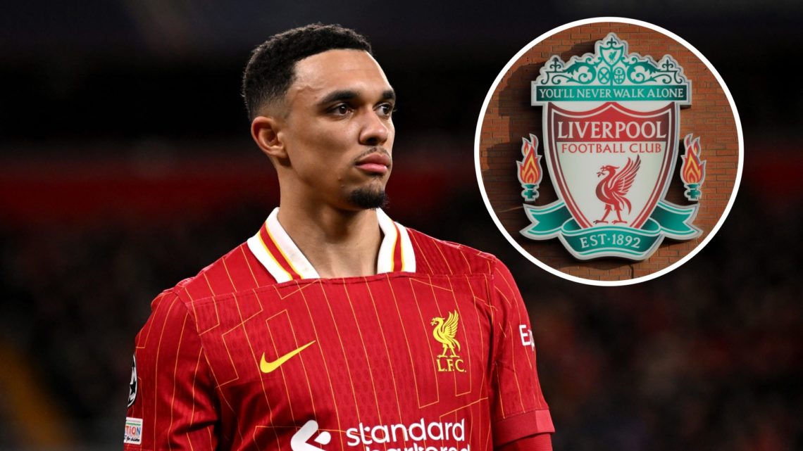 Trent Alexander-Arnold with an inset of the Liverpool badge