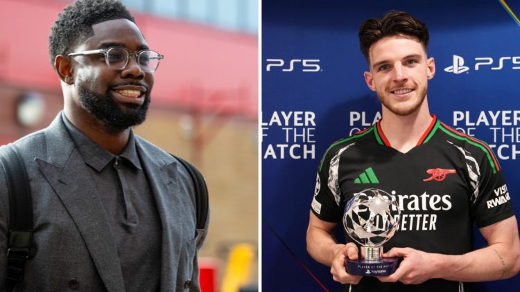 A split image of Micah Richards and Declan Rice