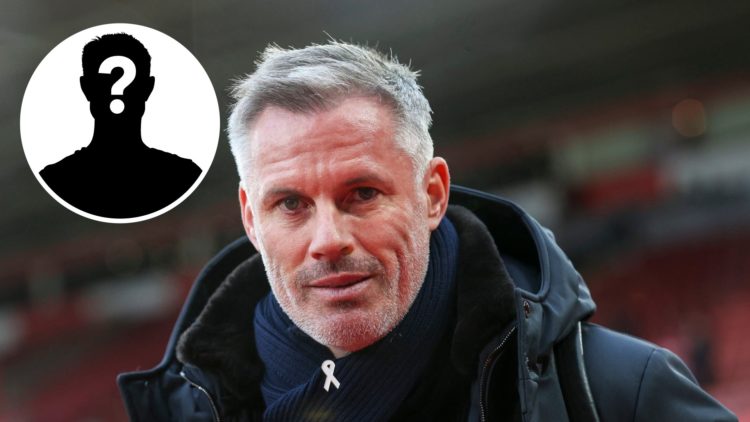 Picture of Jamie Carragher with an inset of a mystery figure