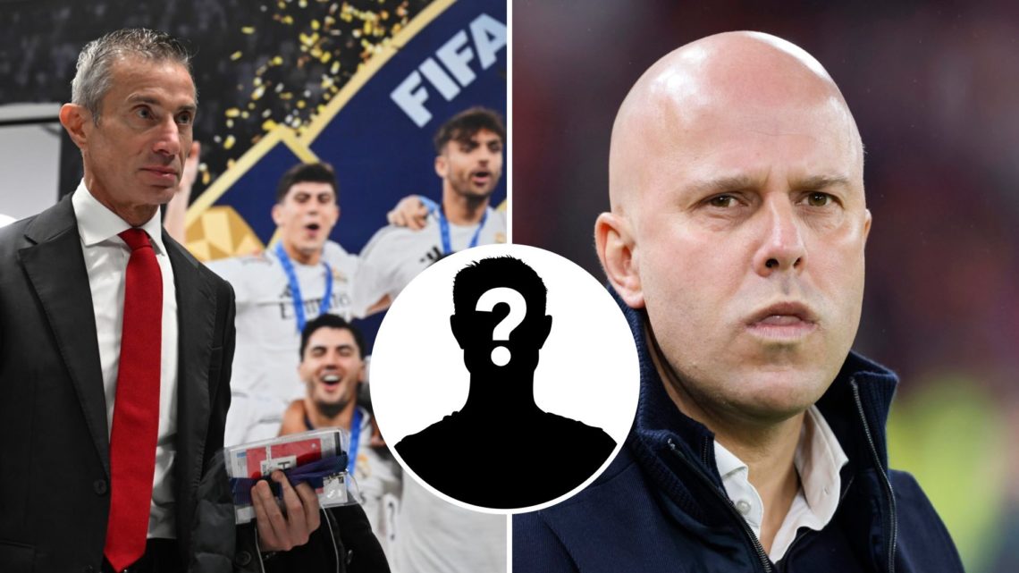 Split Image of Arsenal Sporting Director Andrea Berta and Arne Slot, Manager of Liverpool