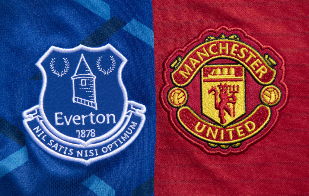 The Everton and Manchester United Club Badges