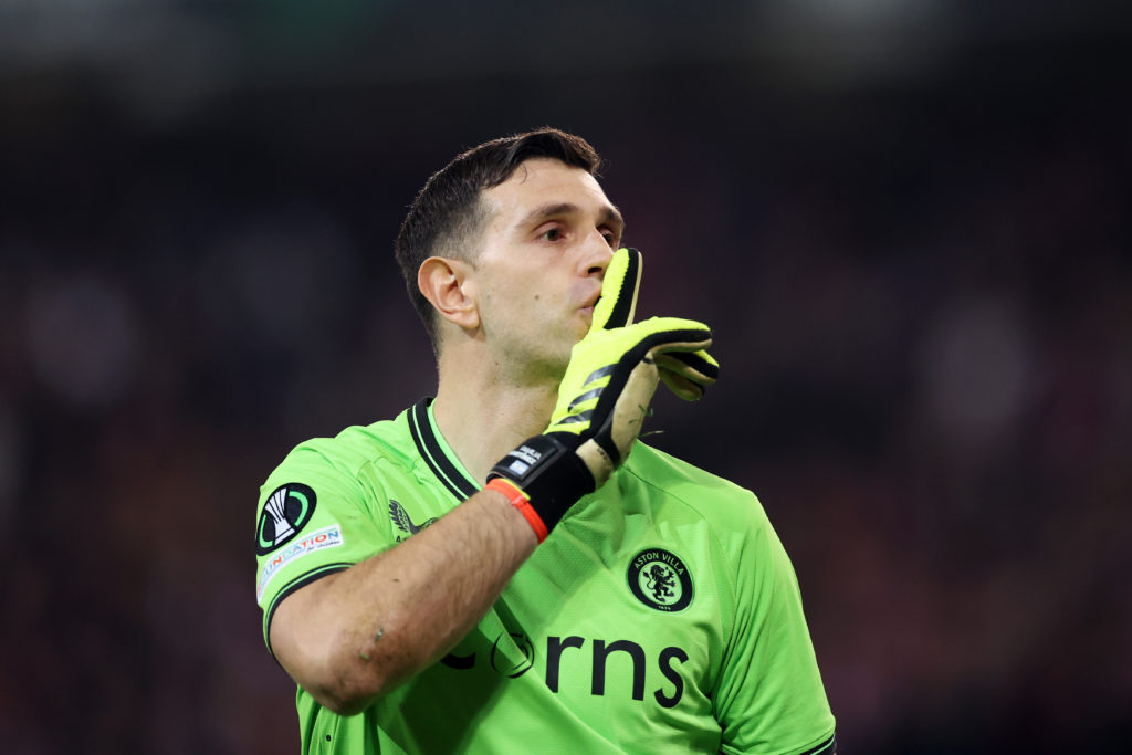 Emiliano Martinez after saving a penalty against Lille.