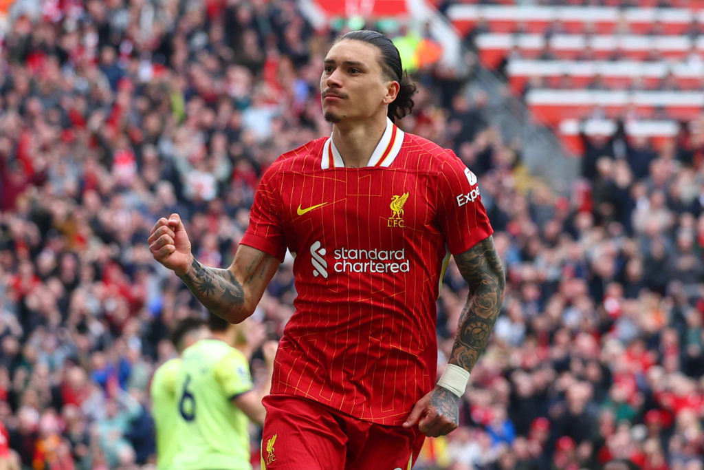 Darwin Nunez celebrating Liverpool's goal against Southampton.