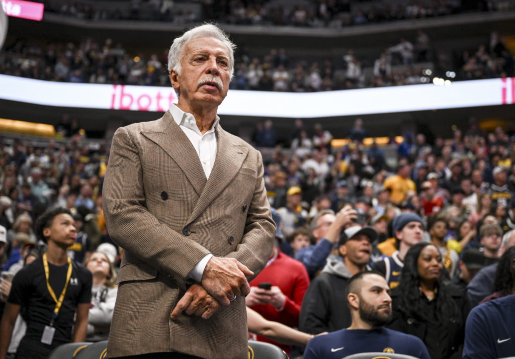 Arsenal owner Stan Kroenke attends an NBA game at his Denver Nuggets franchise