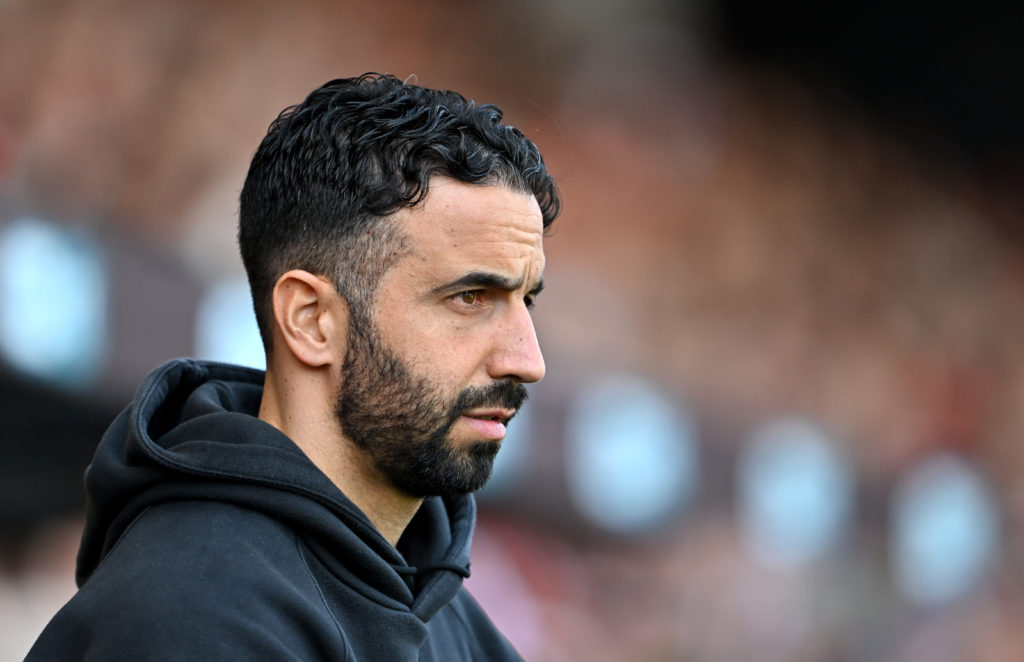 Ruben Amorim looking on during a game between Manchester United and Bournemouth