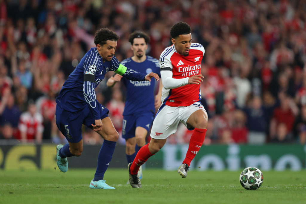 Arsenal youngster Ethan Nwaneri against PSG.