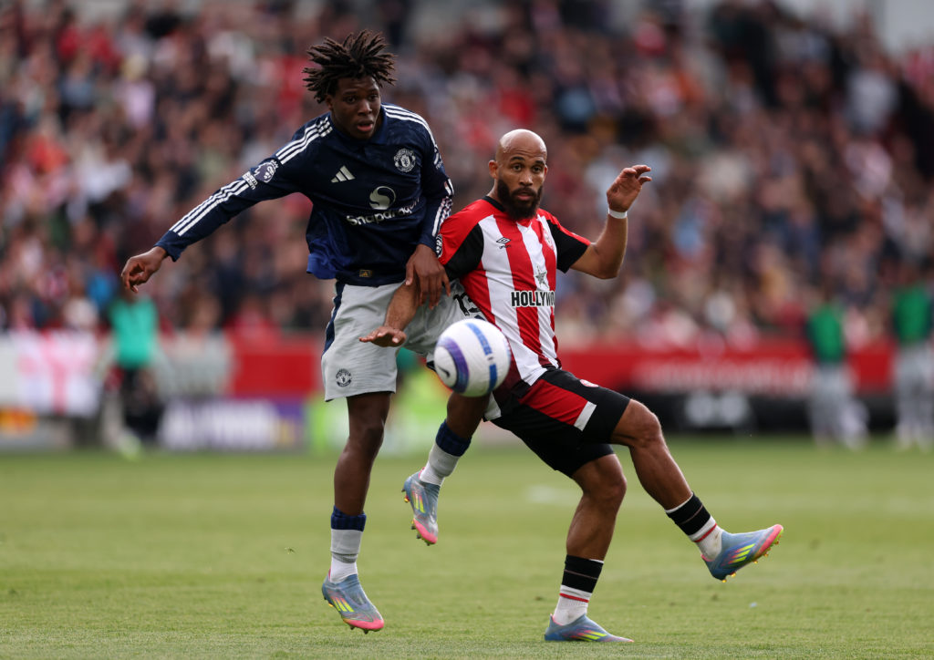 Bryan Mbeumo during Brentford's match with Manchester United.