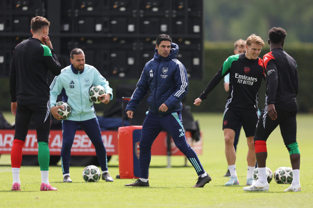 Arsenal FC Training Session And Press Conference - UEFA Champions League 2024/25 Semi Final Second Leg