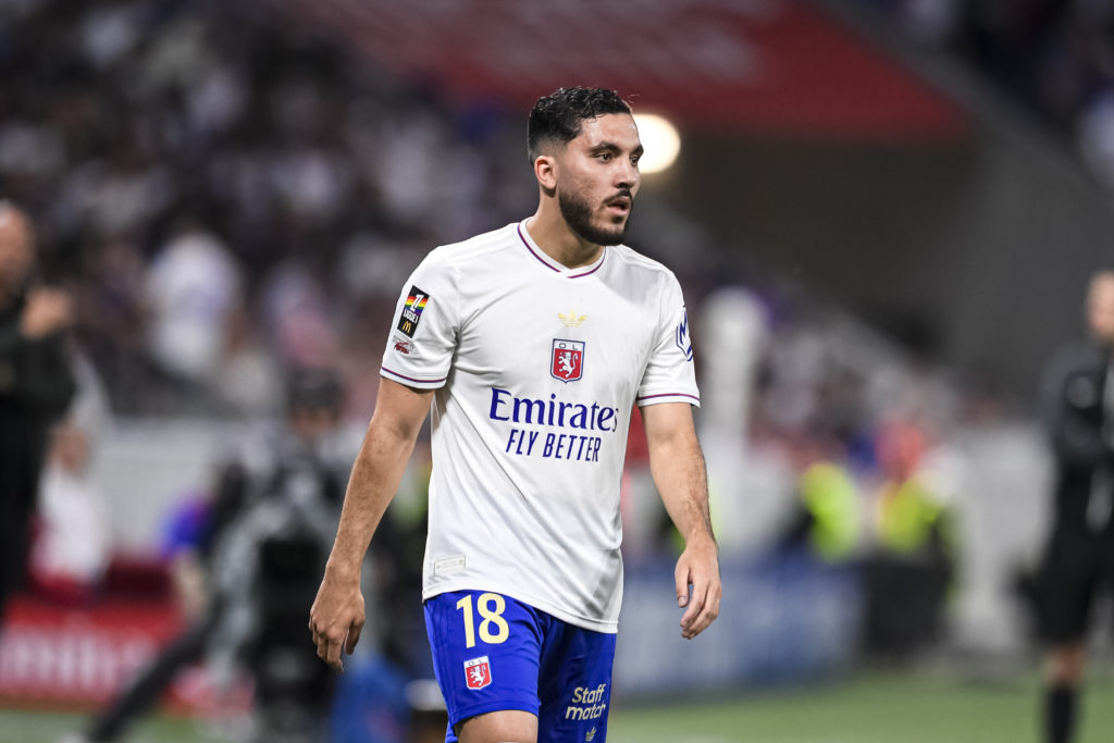 Lyon player Rayan Cherki in Ligue 1 action against Angers