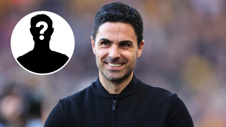 Mikel Arteta during the Premier League match between Wolverhampton Wanderers and Arsenal FC with inset of mystery player