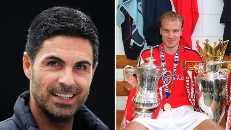 Split Image of Mikel Arteta and Dennis Bergkamp of Arsenal