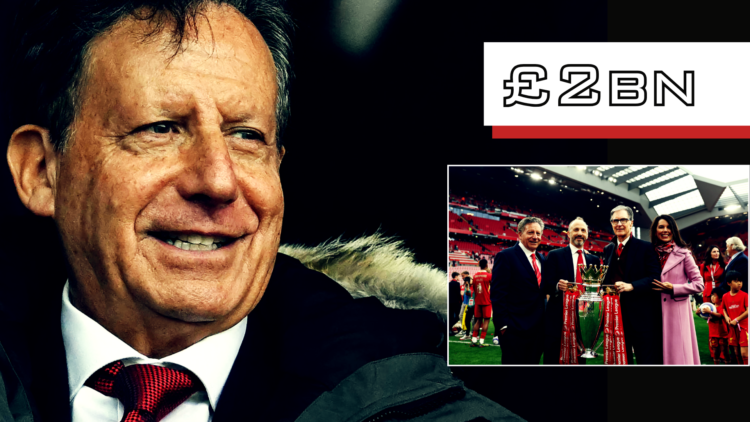 Tom Werner attends a match at Anfield, split iage with John Henry, Mike Gordon and Linda Pizutti inset, with '£2bn' wordage