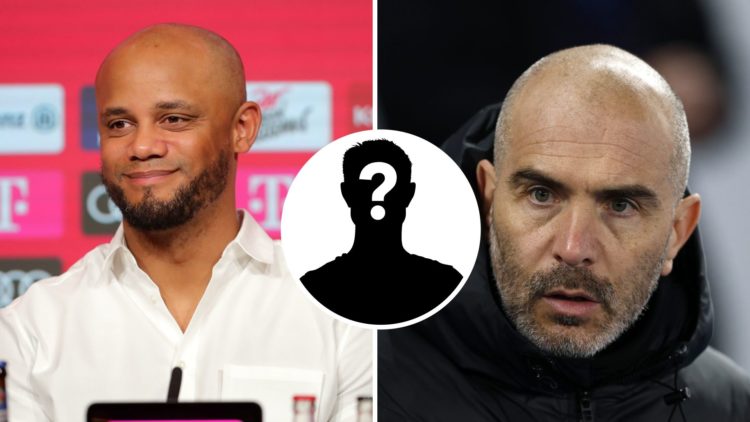 Split Image of Vincent Kompany and Enzo Maresca, Manager of Chelsea with inset of mystery player