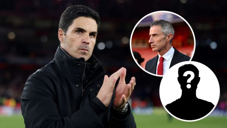Mikel Arteta applauds at Arsenal. Inset, Andrea Berta.