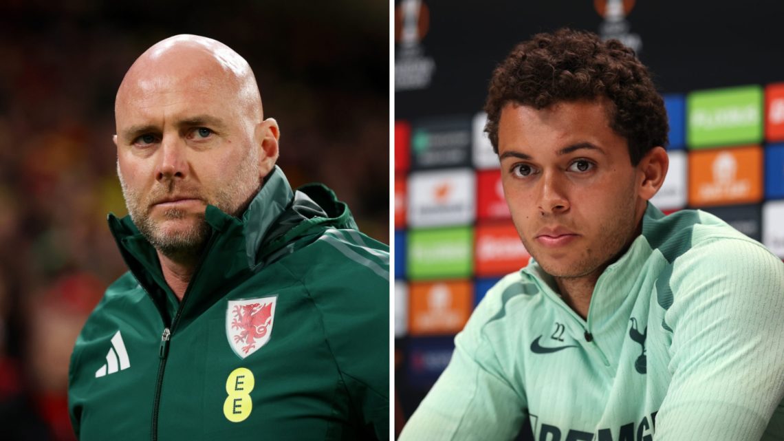 Split image of Rob Page and Tottenham star Brennan Johnson